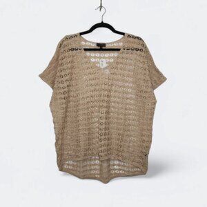 NWT y2K The Limited Crochet Shirt Short Sleeve Lace Knit Large Coastal Fairy